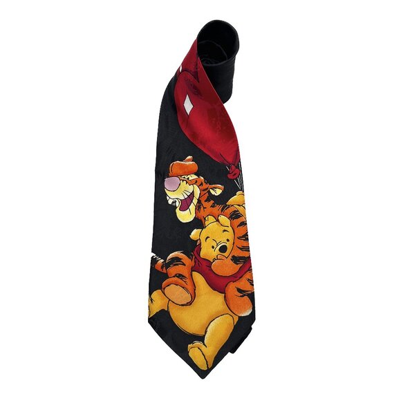 '90s Vintage Disney Pooh Tigger Heart Balloons Pop Art Iconic Collectible Tie - Picture 1 of 8